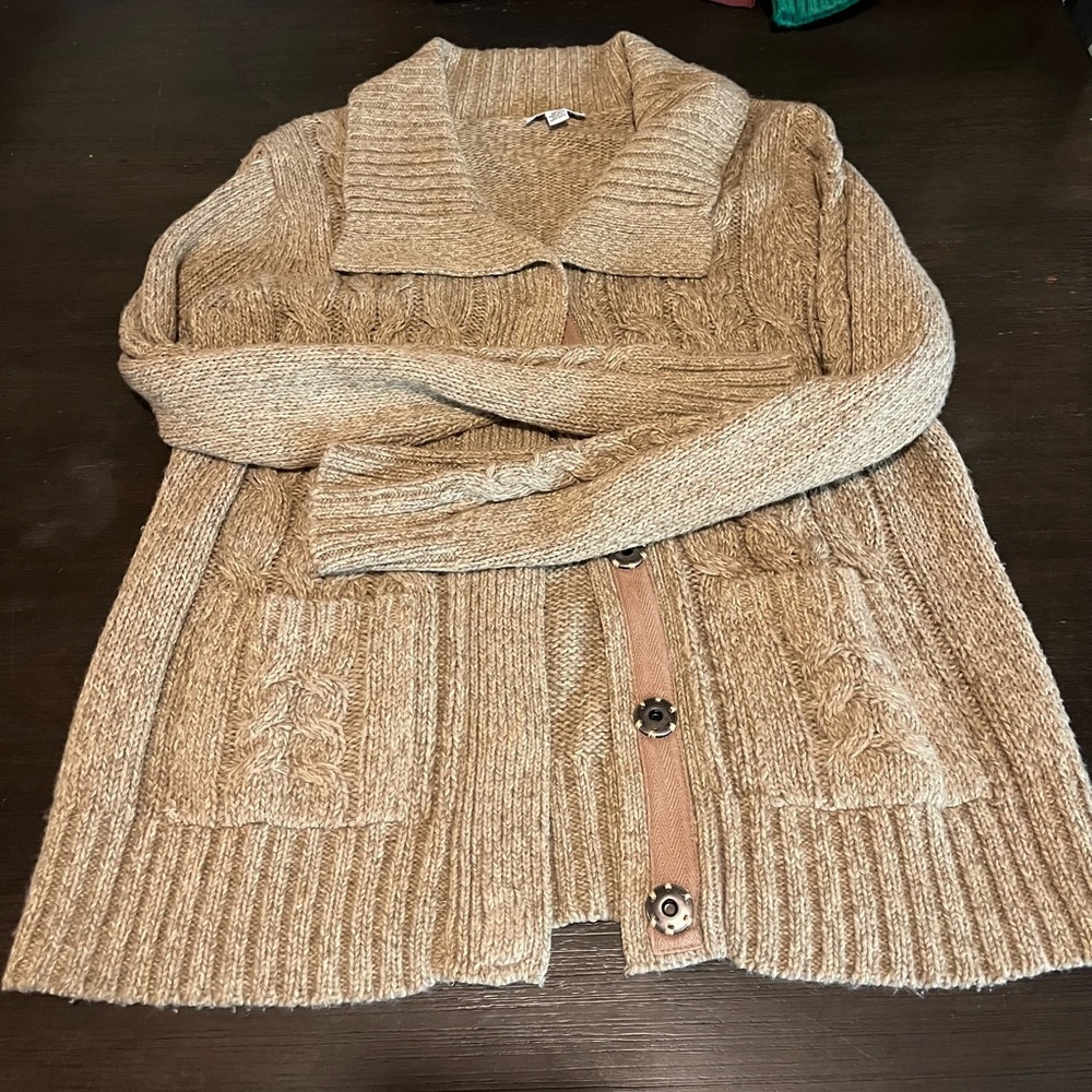St. John Collection Beige Cable Knit Cardigan